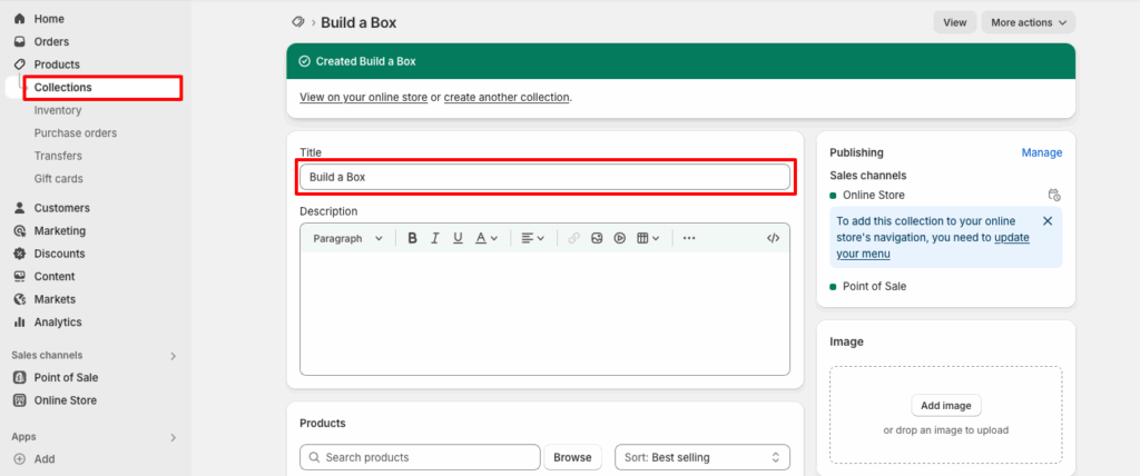 Create a Build Your Own Box Feature in Shopify (Without Paid Apps) 2 Shopify Create Collection