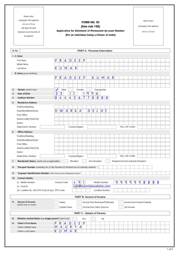 Auto-Fill PAN Card Form PDF Using PHP 1 Auto-Fill PAN Card Form PDF
