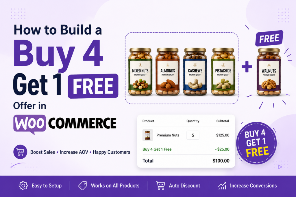 How to Build a Buy 4 Get 1 Free Offer in WooCommerce (No Plugin Required) 1 Buy 4 Get 1 Free Offer in WooCommerce
